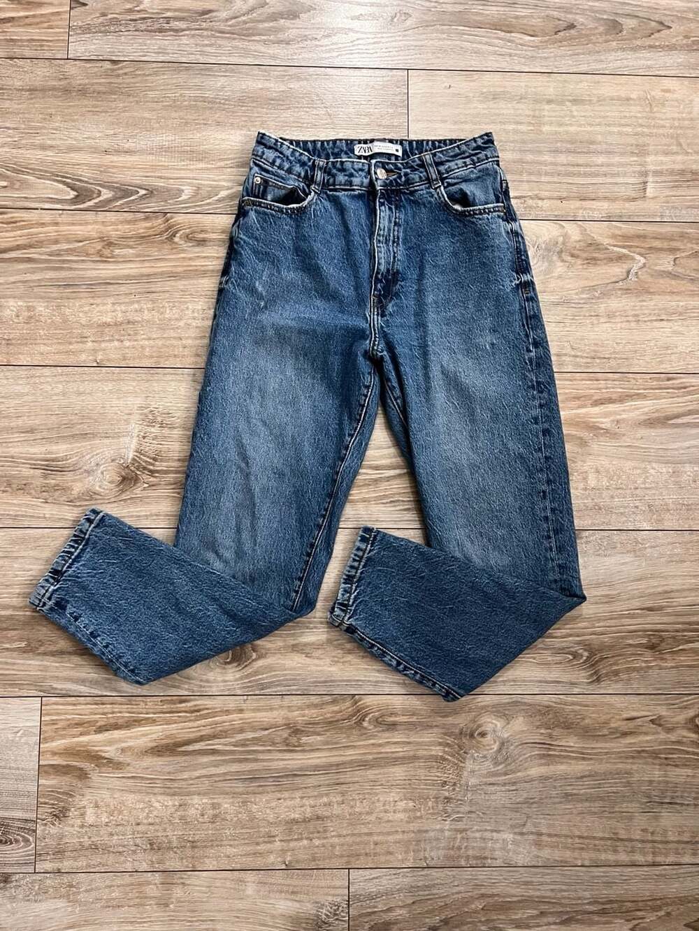 Zara Denim Jeans Size 6 Blue High Rise Straight